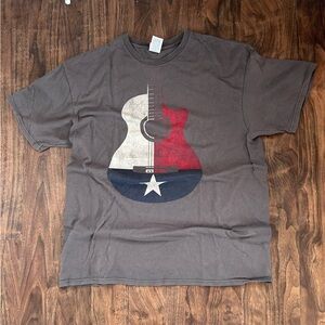 Delta Short Sleeve Graphic Tee in Gray with Red, White & Blue Guitar Print